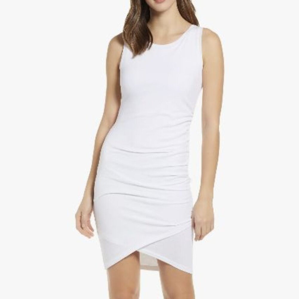 Treasure & Bond Ruched Side Sleeveless Dress White Size S